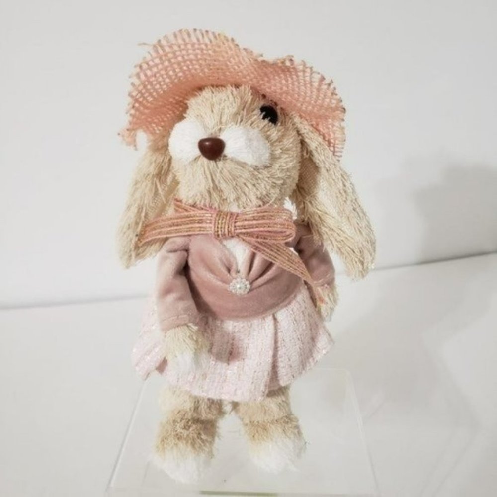 Bloom Mrs Straw Standing Bunny Rabbit With Dress Easter Spring Decor and Hat NWT